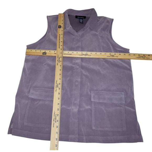 Denim & Co. Vintage Dark Lilac Sleeveless Vest – Sz L | Cottagecore Layering - Picture 3 of 7